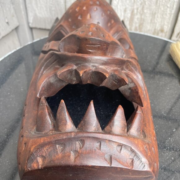 Japanese Carved Wooden Demon Hanging Mask Wall Sculpture Alii Woods Honolulu - Picture 6 of 6